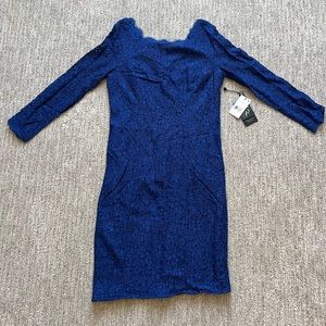 Adrianna Papell royal blue lace dress. 3/4 sleeve